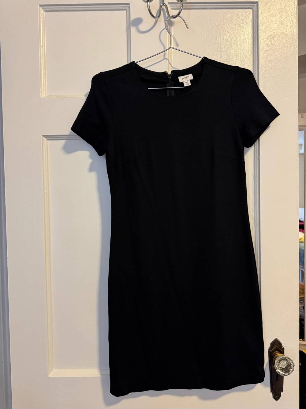 Black Short-Sleeve Shift Dress